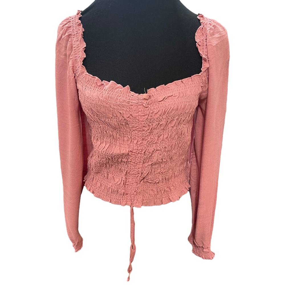 EVER AFTER Smocked Crop Top Long Puffed Sleeve Size Medium